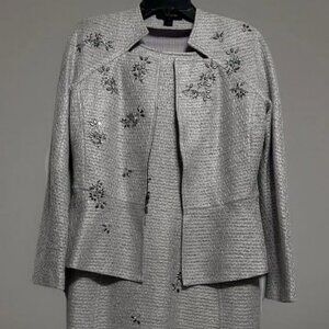 St John Silver Shimmer Dress Suit Size 6